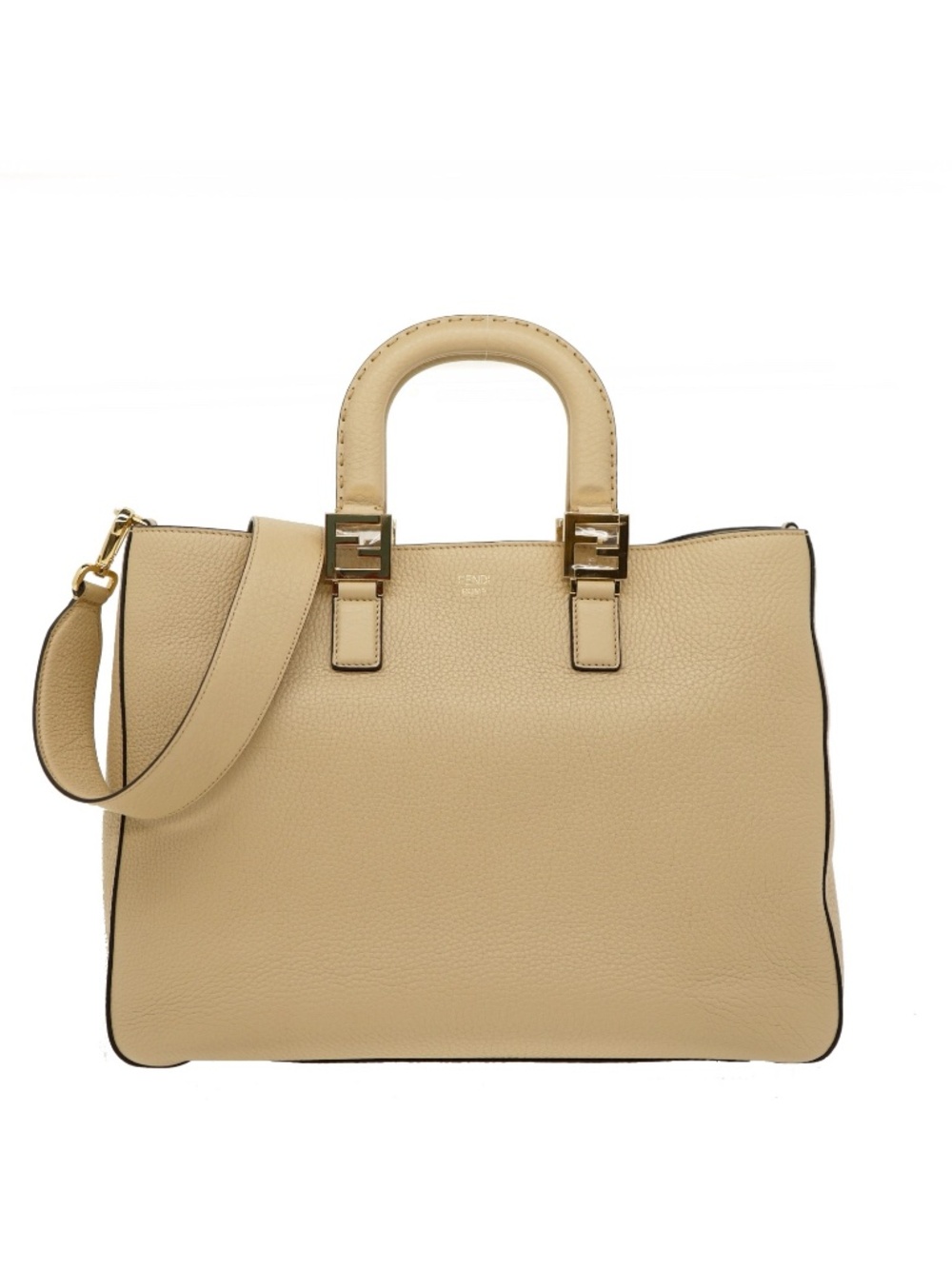Fendi Tote Shoulder Bag Romano Selleria Beige Leather New